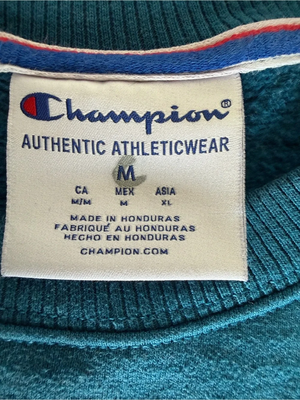 Champion Fleece Crewneck Sweatshirt Teal SZ M Unisex 🚩